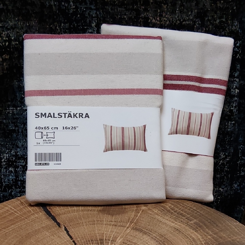 100% Cotton Pillowcase Set Of 2 in Cream and Red Stripe